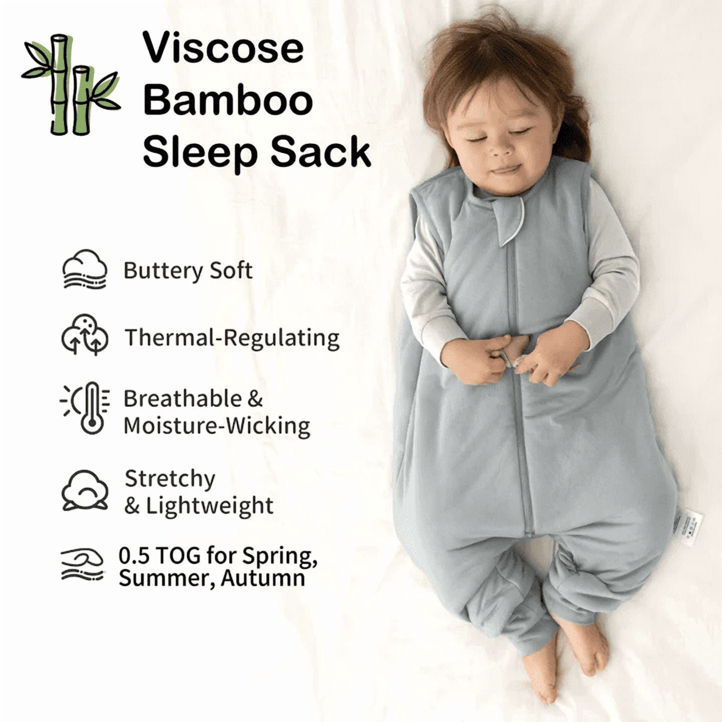 0.5 Tog Summer Baby Sleep Sack with Feet 3t-4t Months Lightweight Rayon Made From Bamboo Sleeping Bag with Legs 36-48 Months