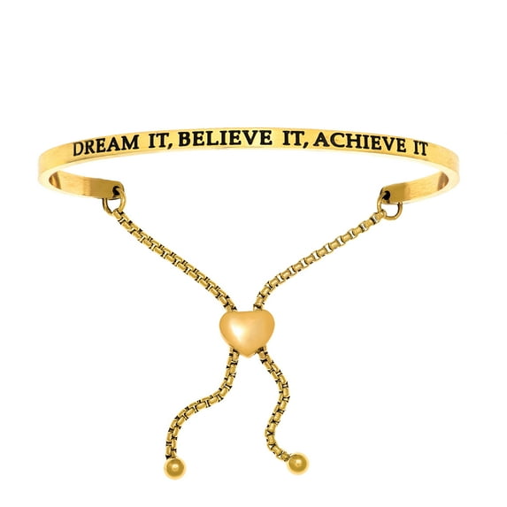 Stainless Steel DREAM IT, BELIEVE IT, ACHIEVE IT Diamond Accent Adjustable Bracelet