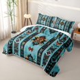thumbnail image 3 of Erosebridal Bright Cyan Stripe Quilt King,Rustic Southwest Stars Geometric King Coverlet Set For Boys,3pcs, 3 of 7