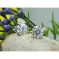 thumbnail image 6 of AFFY 14K White Gold Post & 925 Sterling Silver 2 Carat 6.5MM Round Moissanite Diamond Solitaire Stud Earrings for Women, 6 of 8