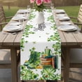 thumbnail image 4 of St. Patrick's Day Table Runner - 120 Inch Long Lucky Shamrocks Boots Books Green Plants Cotton and Linen Blended Dress Scarves Farmhouse Table Runner for Kitchen Dining, Coffee Table, 13" x 120", 4 of 8