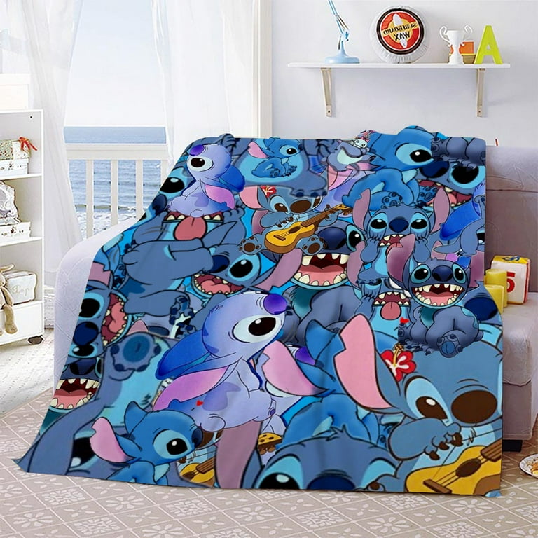 HRTLSS Anime Stitch Blanket for Girls Adults Kids Cartoon Plush Throw Blankets Room Decor for Bedroom Gifts for Girls Boys Baby Stuff 60x80