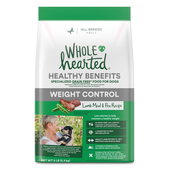 WholeHearted Healthy Benefits Weight Control Lamb and Pea Recipe Dry Dog Food 5 lbs.
