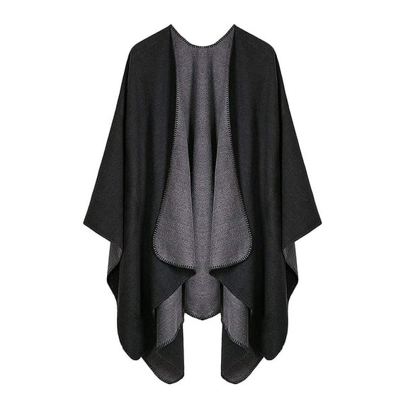 Women's Reversible Poncho Shawl Wrap Warm Winter Cape with Geometric Pattern Elegant and Stylish