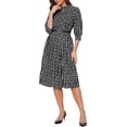 thumbnail image 4 of INSPIRE CHIC Pleated Dress for Women's Puff Half Sleeve Crew Neck Casual A-Line Dresses M Black, 4 of 5