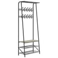 thumbnail image 3 of 4-in-1 Coat Rack Shoe Bench with 5 Hooks, – Rustic Wood-Look Hall Tree w/Storage | Heavy Duty Metal Frame for Entryway, Hallway, Bathroom, 3 of 13