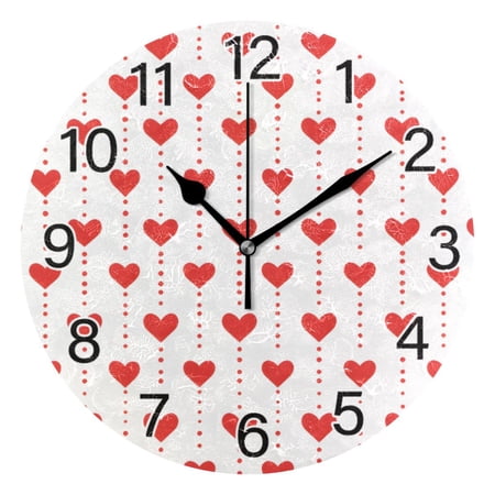 Ryvnso Love Heart Polka Dots Wall Clock Non Ticking Silent Kitchen Clock Battery Operated Clocks 10 inch