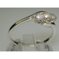 thumbnail image 4 of LBG British Made 10k White Gold Cultured Pearl Womens Trilogy Ring - 33 size options - Size 5.75, 4 of 6