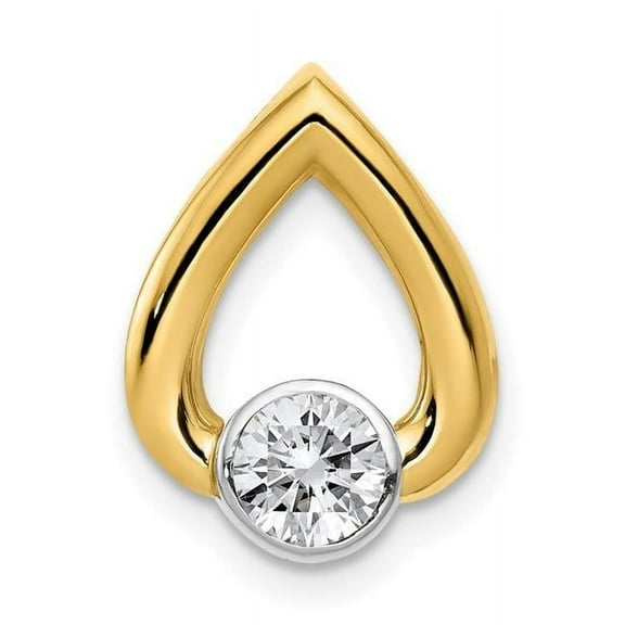 Finest Gold 14K Yellow Gold Teardrop 4.4 mm Diamond Chain Slide Mounting Pendant