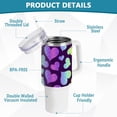 thumbnail image 4 of SKYSONIC Insulated Tumblers with Lids and Straws Handles 40oz Water Bottle Colorful Rainbow Hearts Travel Mug Reusable Stainless Steel Thermos Vacuum, 4 of 7