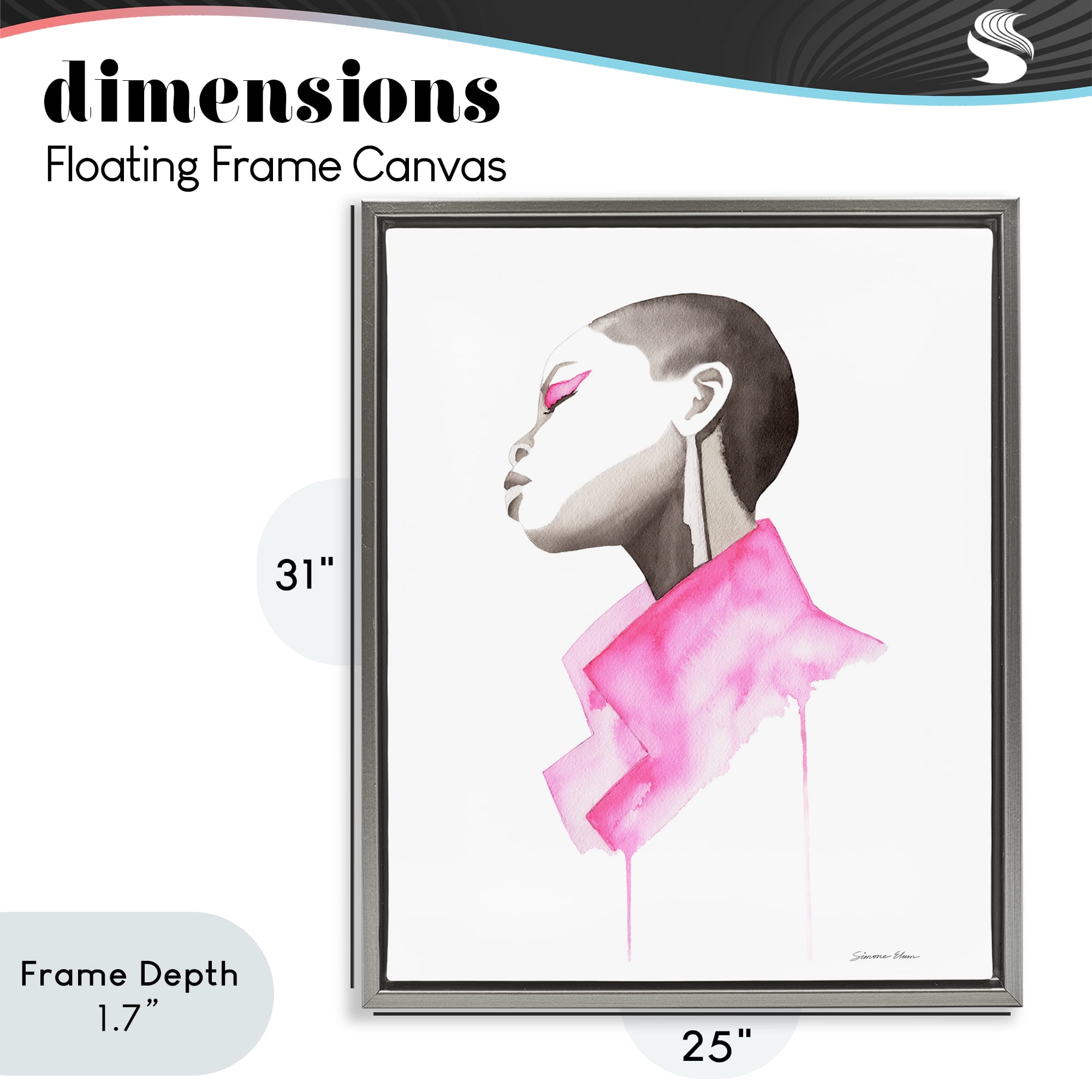 Stupell Industries Pink Jacket Elegance Portrait Gray Framed Floater Canvas Wall Art, design by Simone Elum