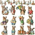 thumbnail image 6 of 12 Pieces Vintage Style Easter Wooden Hanging Ornaments, 2D Flat Design Tree Hanging Ornaments With Ropes, Easter Decorations Suitable For Indoor, Classroom, And Party, 6 of 9