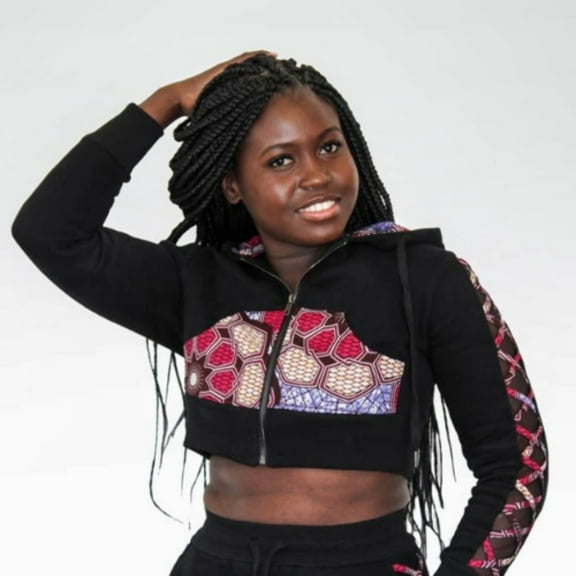 Aya African print crop hoodie