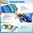 thumbnail image 6 of ZYPPP Beach Chairs, Folding Tanning Lounge Chairs with Table Set, Adjustable Patio Floor Chair, Outdoor Sunbath Chair with Desk, Pillow & Storage Bag for Outside, Patio, Poolside (Blue Stripe), 6 of 9