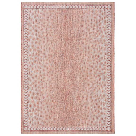 SAFAVIEH Courtyard Regent Animal Indoor/Outdoor Area Rug, Rust/Beige, 9' x 12'