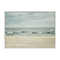 Kate and Laurel Sylvie Beach 2 Framed Canvas Wall Art by Emiko and Mark Franzen of F2Images, 28x38 White, Decorative Coastal Art Print for Wall