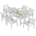 thumbnail image 3 of Jocisland 7-Piece HDPE Outdoor Dining Table Set with 6 Chairs, 71" L Patio Furniture Set, White, 3 of 10