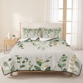 thumbnail image 3 of Twin Quilt Set 68''x86'', Sage Green Eucalyptus Lightweight Summer Bedspread Coverlet Set with 2 Pillow Shams, Farmhouse Weeping Leaves Linen Breathable All Season Quilt Bedding for Dorm/Bedroom, 3 of 9