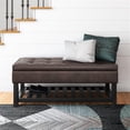 thumbnail image 2 of Cosmopolitan 44"Transitional Rectangle Ottoman Bench in Brown Faux Leather, 2 of 8