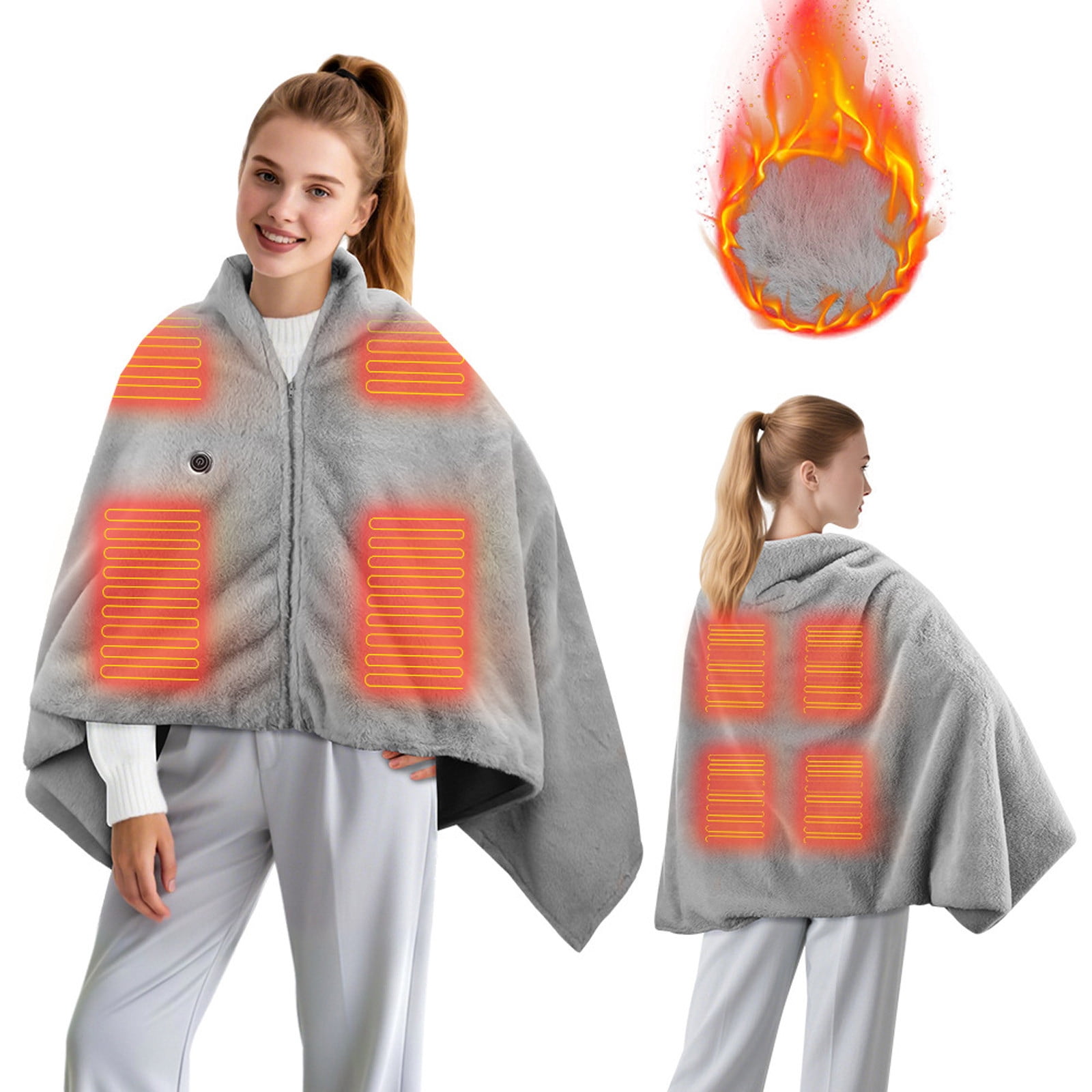 57"x32" USB Heated Shawl Wrap, Rapid Heating Electric Blanket Scarf with 3 Settings - Portable Wearable Throw for Women & Men, Indoor Outdoor Office Winter Comfort