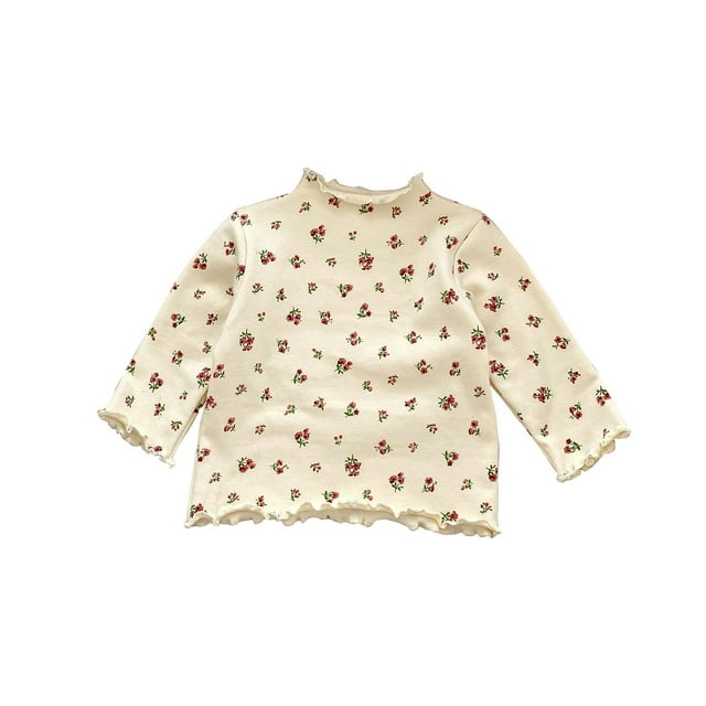 XXWXYD Girls Half High Neck Rufle Blouse Long Sleeve Spring Fall Thin Stretch Top Western Style Layering Shirt