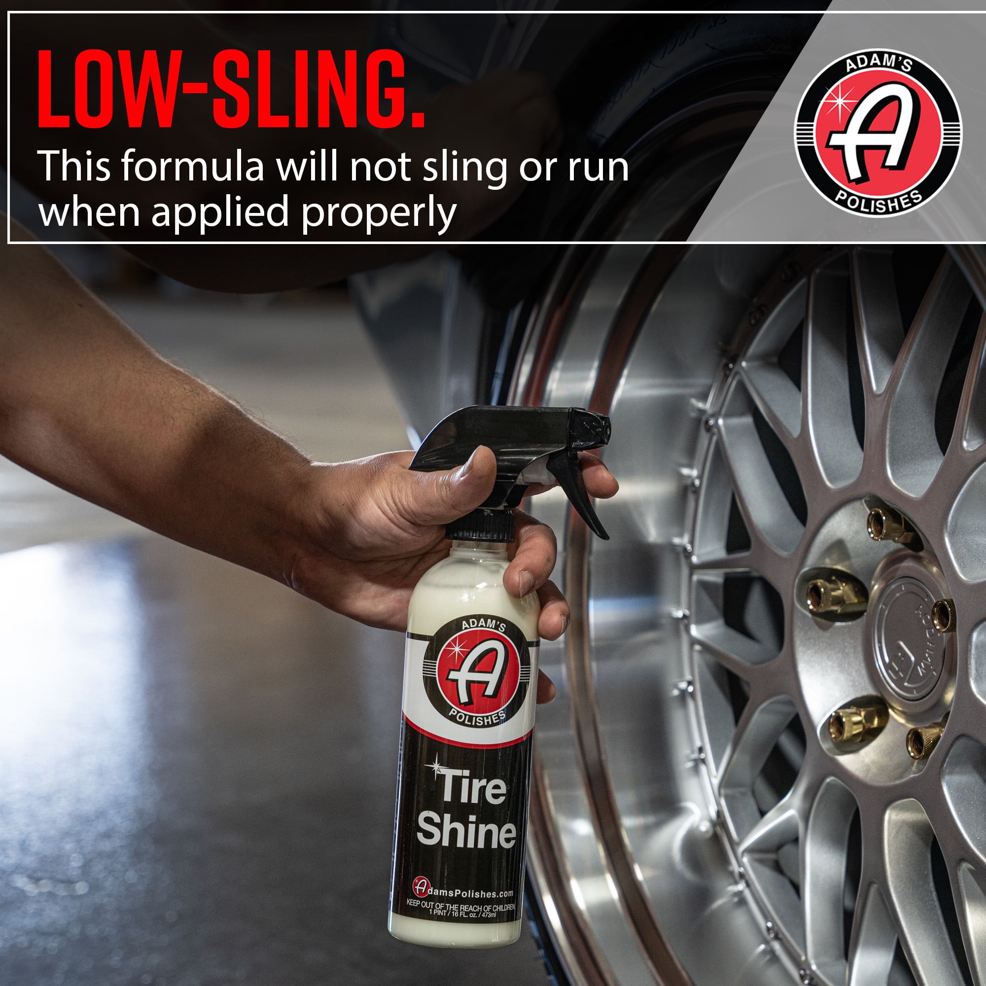  Adam's SiO2 Infused Tire Shine Plus 16oz - Achieve a Lustrous,  Dark, Long Lasting Shine - Non-Greasy and No Sling Formulation Infused with  SiO2 for Increased a Longer, Durable Shine (Refill