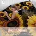 thumbnail image 4 of Queen 4 Piece Bedding Set Rustic Watercolor Sunflower on Black Soft Breathable Duvet Cover and Pillowcase, Farmhouse Floral Art Duvet Cover Set Bed Sheets for Bedroom Dormitory Guest Room, 4 of 9