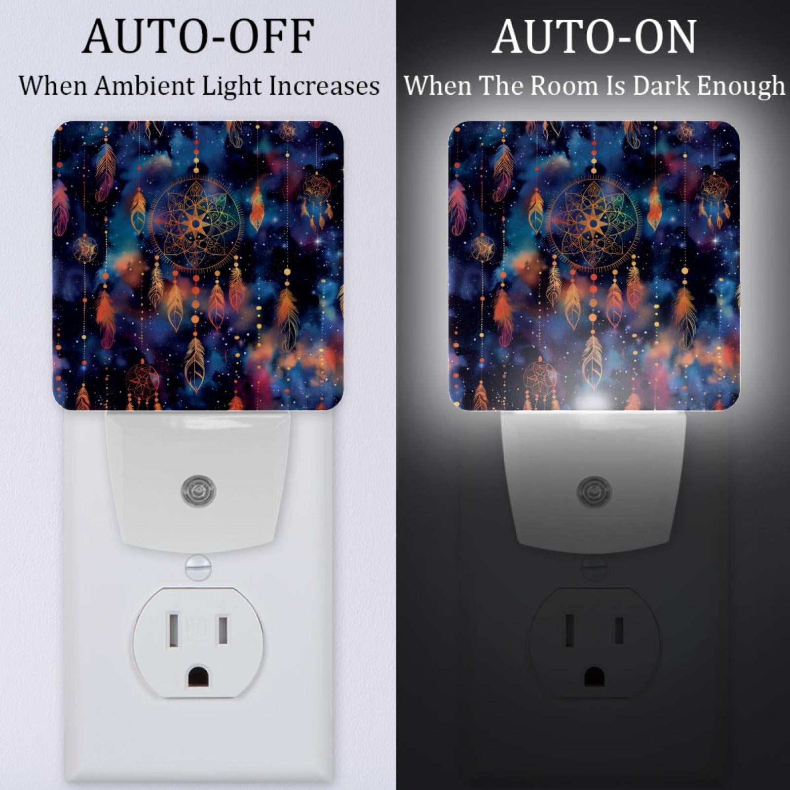 PhooArto Galaxy Dreamcatcher Patterns Plug in LED Night Light Auto Sensor Dusk to Dawn Decorative Night for Bedroom, Bathroom, Kitchen, Hallway, Stairs, Baby's Room, Energy Saving