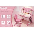 thumbnail image 3 of Dapmiu Adjustable Kids Desk Chair Study Combo, Widened Desktop & Rounded Anti-Pinch Safety Pink, 3 of 6