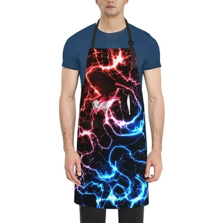 

Tebeau Red And Blue Lightning Print Waterproof Cooking Aprons Adjustable Bib Soft Chef Apron with 2 Pockets for Men Women