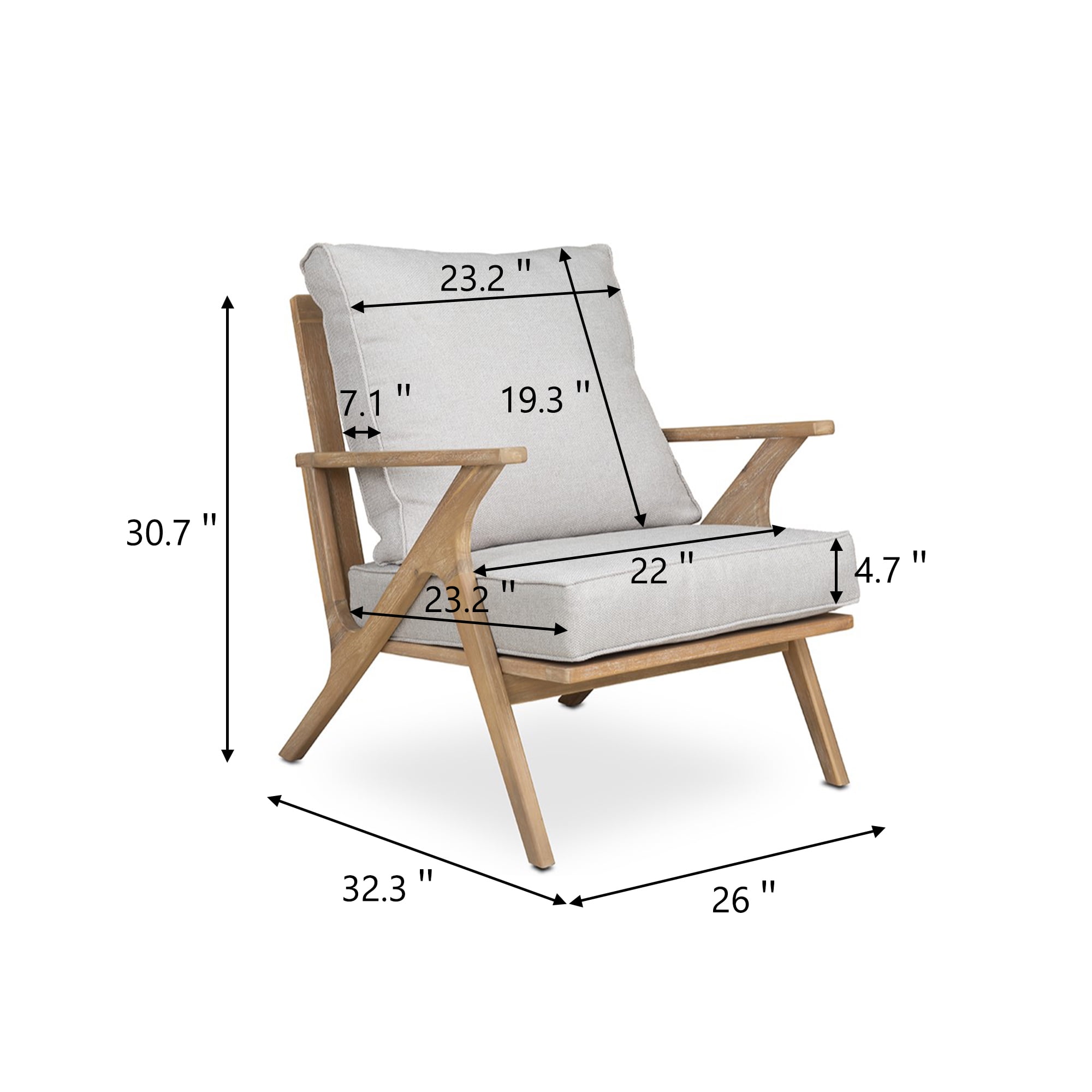Aimee Lii 2 Pieces Patio Furniture Chairs, Set of 2 Outdoor Acacia Wood Sofa Set with Soft Seat for Garden, Backyard, Poolside, Bistro and Deck