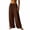 Brown, variant on Ladies Loose Comfortable Solid Straight Leg No Pocket Daily Casual Pants