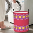 thumbnail image 4 of DouZhe Waterproof Collapsible Large Laundry Baskets, Daisy Waves Flowers Prints Circular Hamper with Handles, 4 of 6