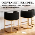 thumbnail image 2 of CRERIYO 26" H Counter Height Bar Stools Set of 1, Fabric Upholstered Modern Barrel Accent Stools with Metal Frame, Black-Golden Leg, 2 of 6