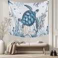 thumbnail image 5 of Summer Sea Turtle Tapestry for Bedroom Wall Hanging Tapestry, Vintage Ocean Coastal Coral Flower Ceiling Backdrop Tapestries Poster Blanket Wall Decor for Teens Room Living Room Dorm 59" x 90", 5 of 8