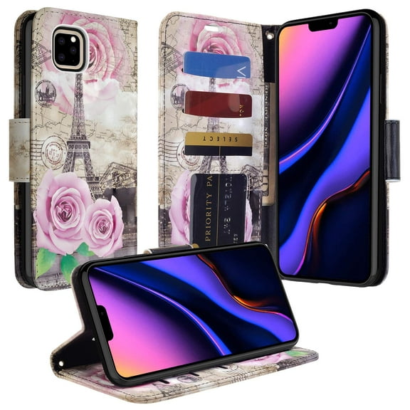 Case for iPhone 11 Pro Case [Kickstand] Pu Leather Wallet Case ID & Credit Card Slot for Apple iPhone 11 Pro - Paris