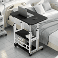 thumbnail image 6 of Mobile Lift Nursing Bed Table with 360° Rotating Folding Top, Height Adjustable Bedside Table with Storage Layer, Hospital & Home Care Desk for Writing Reading, 8 Colors, Thoughtful Gift, 6 of 33