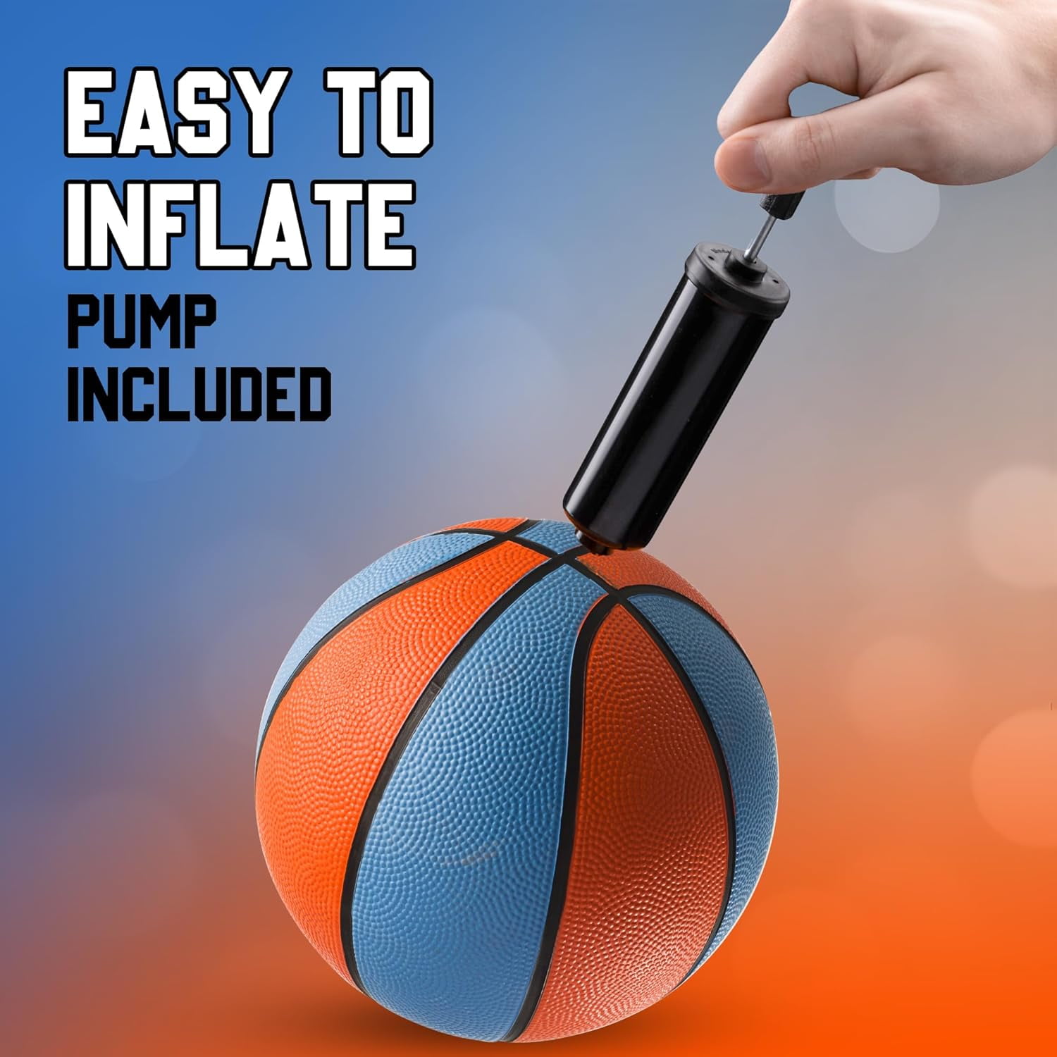Rubber Mini Basketballs with Pump 7 Inch, Size 3 Pack of 4 - Kids Basketball Assorted Color Indoor Basketball or Outdoor Basketball, Pool Basketball for Small Basketball Hoops Game Arcade Basketball