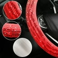 thumbnail image 2 of Bling Diamond Steering Wheel Cover, Holographic Leather with Cute Sparkly Crystal Glitter Rhinestones Universal 15 Inch for SUV Truck, Gifts for Women, Red, 2 of 8