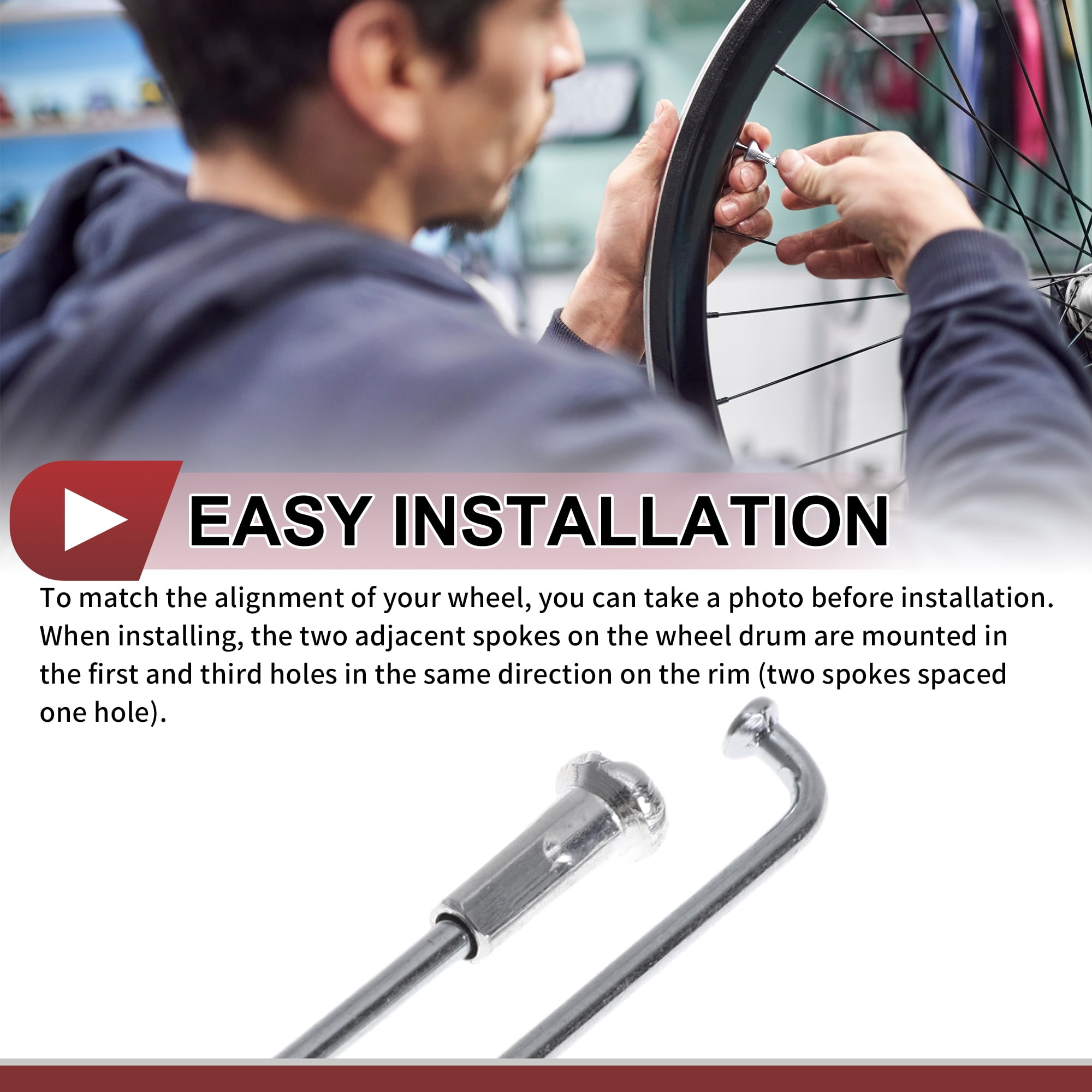 Bike Spokes A ABSOPRO 36Set 12G Bike Wheel Spokes 45 Steel Bicycle Spokes