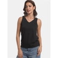 thumbnail image 3 of Women V Neck Tank Tops Summer Sleeveless Casual Tops Loose Fit Banded Bottom Shirts, 3 of 6