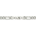 thumbnail image 3 of White Sterling Silver bracelet Figaro chain Flat Pave 18 in 8 mm, 3 of 5