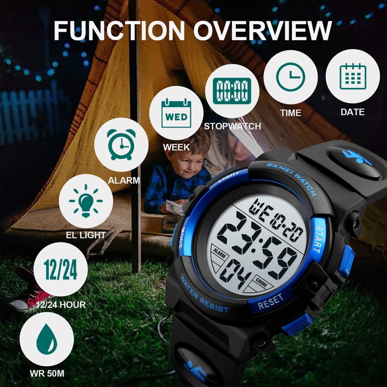SKMEI Kids Digital Sport Watch 50M Waterproof Blue photo 6