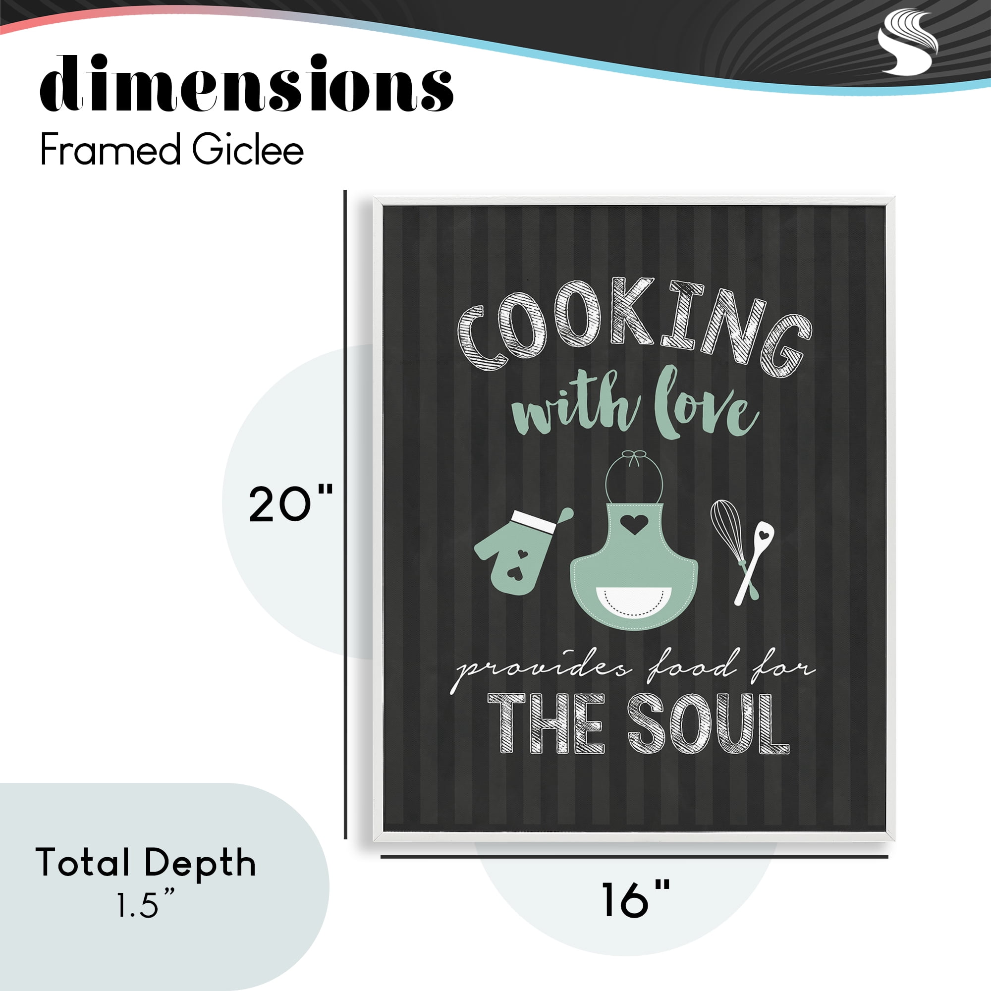 Food For Soul Black & Green White Framed Giclee Art, design by Lettered and Lined