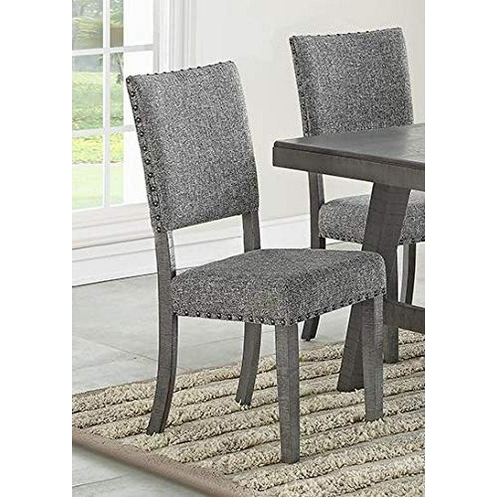 Set of 4 Grey Dining Chairs with Upholstered Cushion