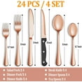 thumbnail image 2 of Cubiertos Rose Gold 24 piezas para 4 personas Acero Inoxidable Cubiertos con Cuchillos para Filete Cubiertos para Comedor, 2 of 7