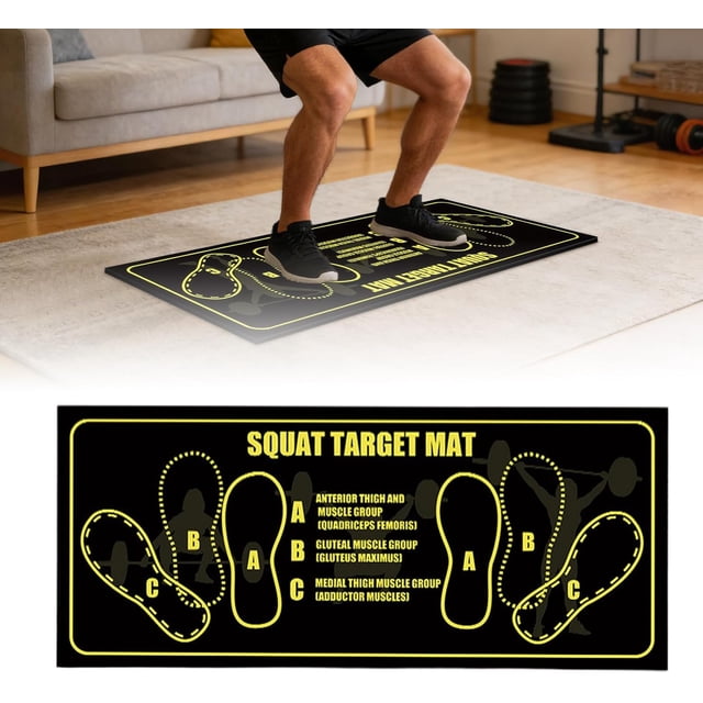 Squat Mat with Foot Position, Non-Slip Workout Mat for Leg Exercises, Improves Muscle Activation & Knee Support, Home Gym(Yellow)