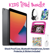 Restored Apple iPad 7 Kid's Bundle - 10.2" 32GB Space Gray (Wi-Fi) - Shock Proof Case, Headphones, Screen Protector, Stickers, and Charger Included