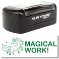 thumbnail image 1 of Slim Pre-Inked Magical Work Stamp, Slim 1444, Ultra Slim Design, Impression Size 1/2" by 1-3/4", Up to 25,000 Impressions - Green Ink, 1 of 10
