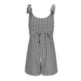 thumbnail image 4 of lcziwo Summer Plaid Romper for Women Casual Cute Tie Straps Sleeveless Short Jumpsuit Loose Fit Wide Leg Onesie Shorts Overalls Lightning Sales Today Black XL, 4 of 7